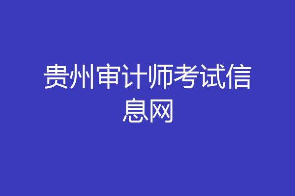 贵州审计师考试信息网