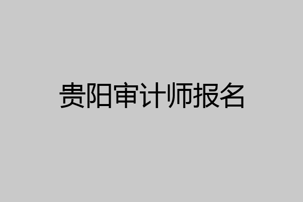 贵阳审计师报名