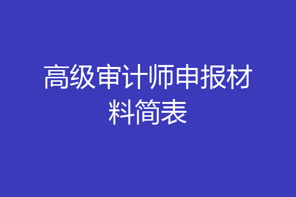 高级审计师申报材料简表