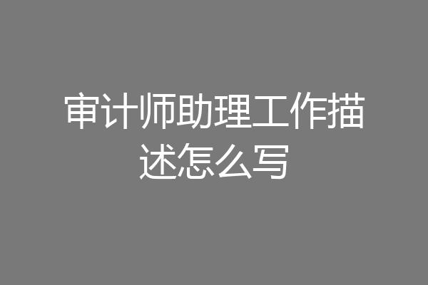 审计师助理工作描述怎么写