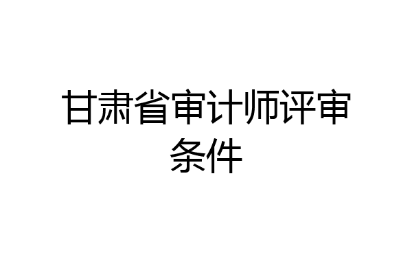 甘肃省审计师评审条件