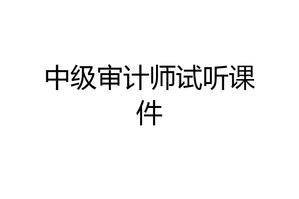 中级审计师试听课件
