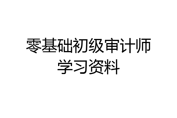零基础初级审计师学习资料