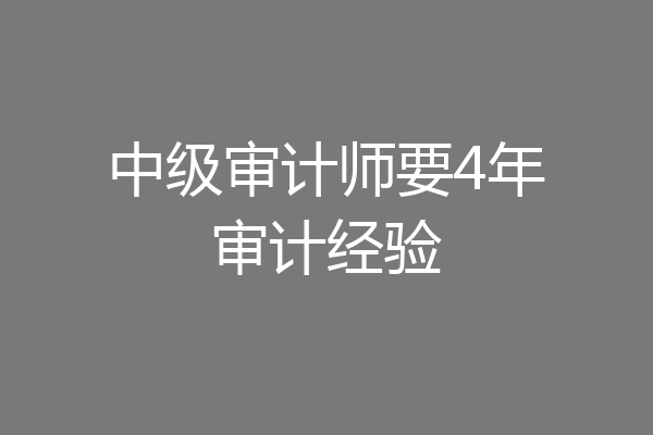 中级审计师要4年审计经验