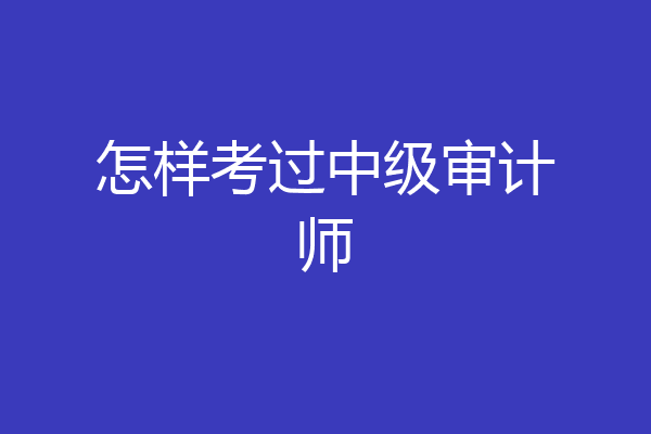 怎样考过中级审计师