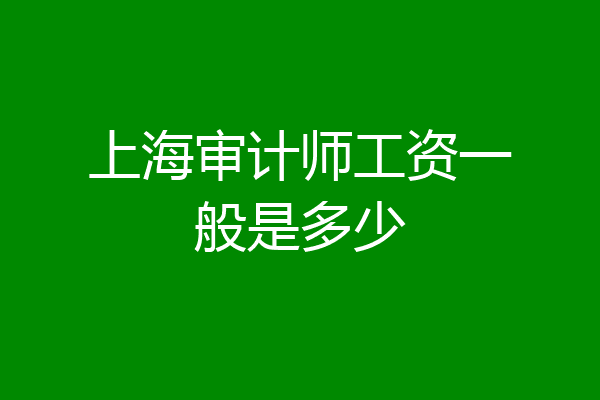 上海审计师工资一般是多少