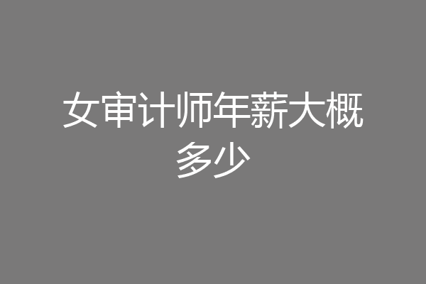 女审计师年薪大概多少