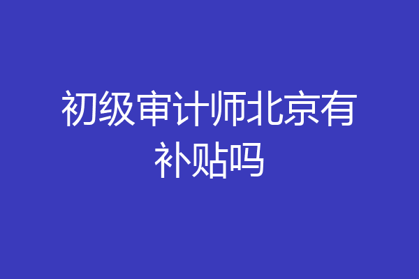 初级审计师北京有补贴吗
