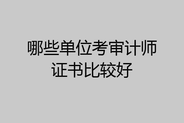 哪些单位考审计师证书比较好