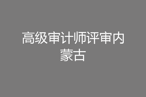 高级审计师评审内蒙古