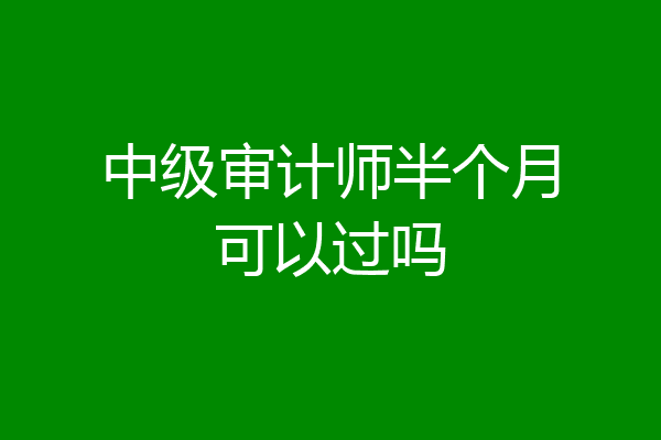 中级审计师半个月可以过吗