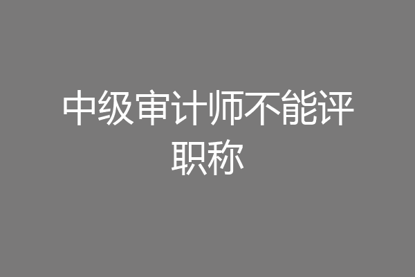 中级审计师不能评职称