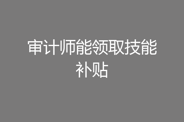 审计师能领取技能补贴