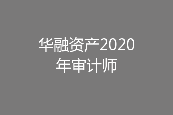 华融资产2020年审计师