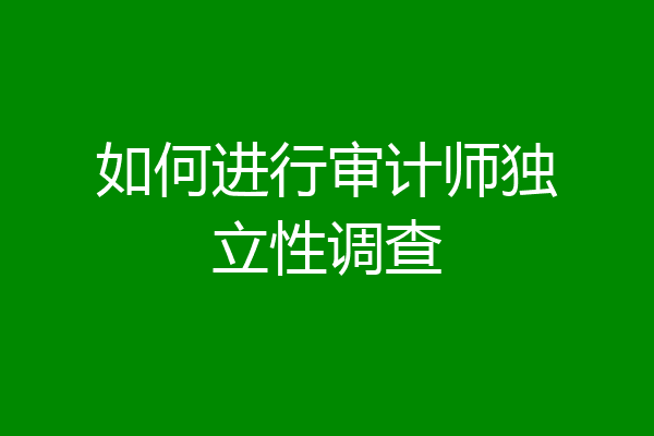 如何进行审计师独立性调查