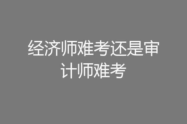 经济师难考还是审计师难考