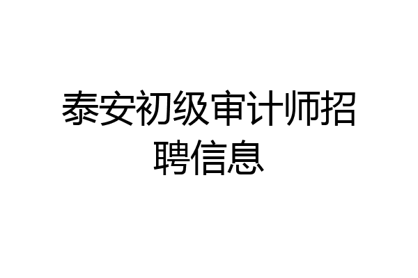 泰安初级审计师招聘信息