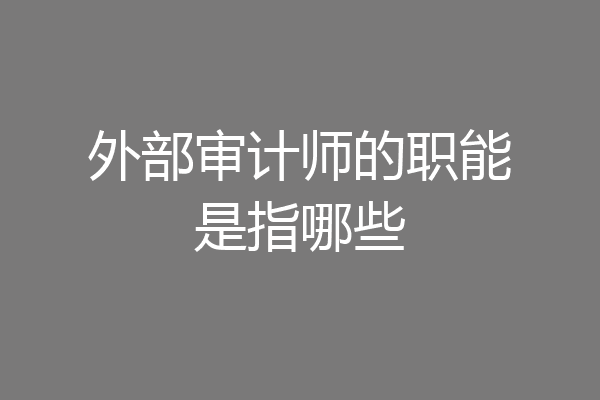外部审计师的职能是指哪些