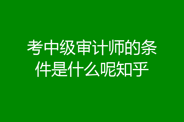 考中级审计师的条件是什么呢知乎
