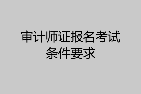 审计师证报名考试条件要求