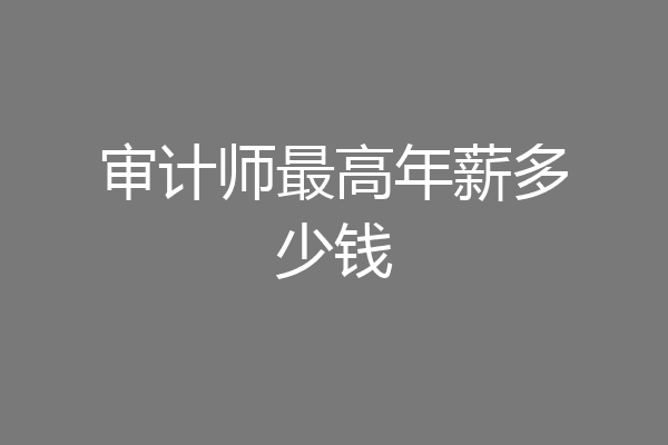 审计师最高年薪多少钱