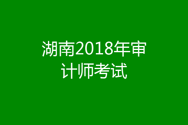 湖南2018年审计师考试