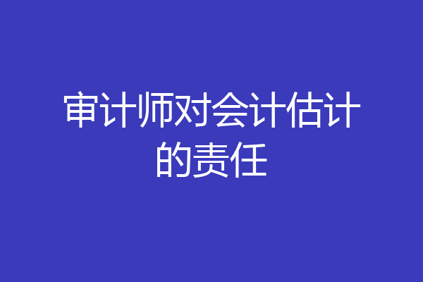 审计师对会计估计的责任