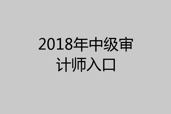 2018年中级审计师入口