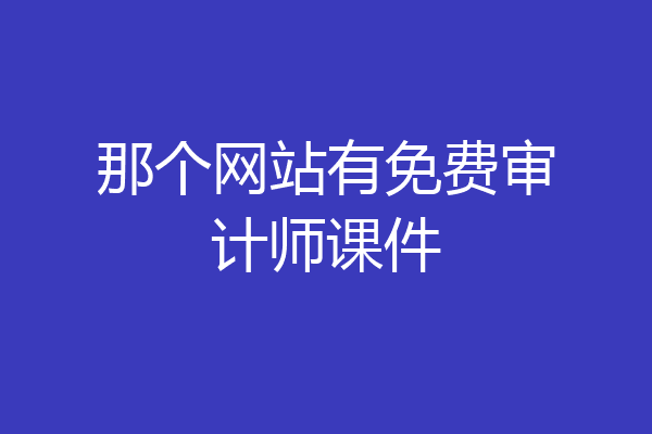 那个网站有免费审计师课件
