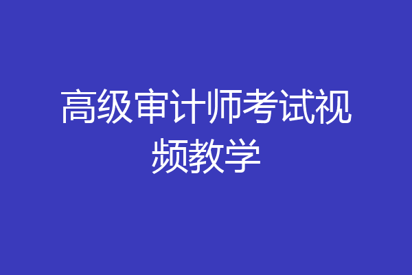 高级审计师考试视频教学