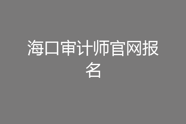海口审计师官网报名
