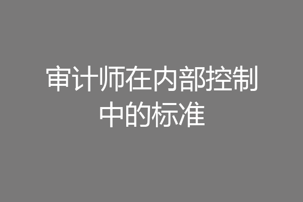 审计师在内部控制中的标准