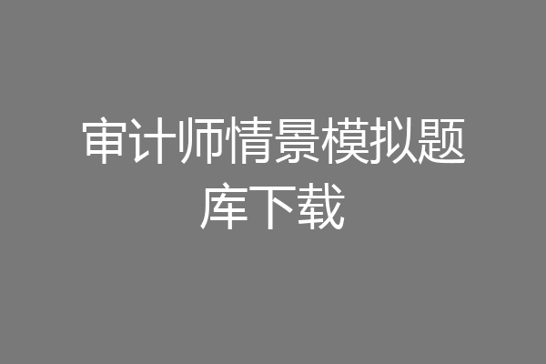 审计师情景模拟题库下载