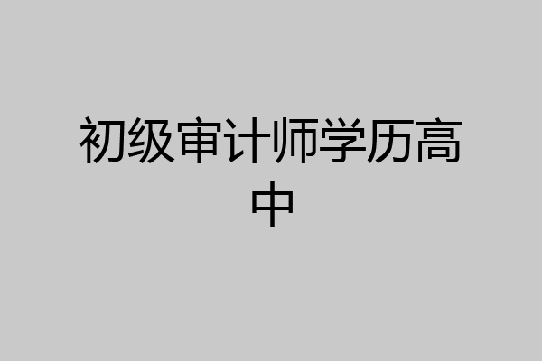 初级审计师学历高中