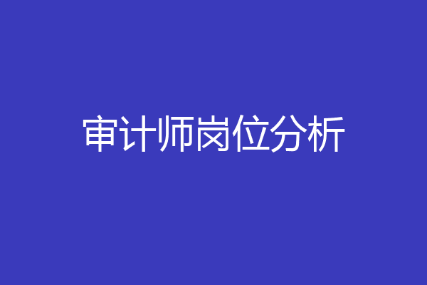审计师岗位分析