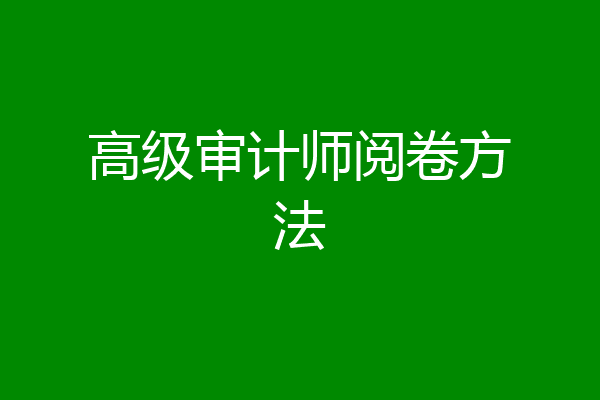 高级审计师阅卷方法