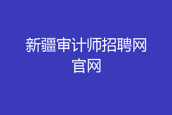 新疆审计师招聘网官网