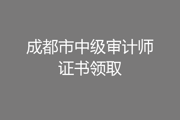 成都市中级审计师证书领取