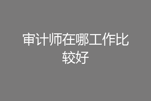 审计师在哪工作比较好