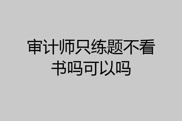 审计师只练题不看书吗可以吗