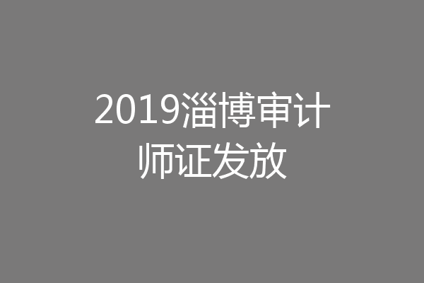 2019淄博审计师证发放