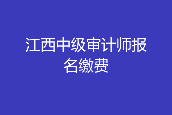 江西中级审计师报名缴费