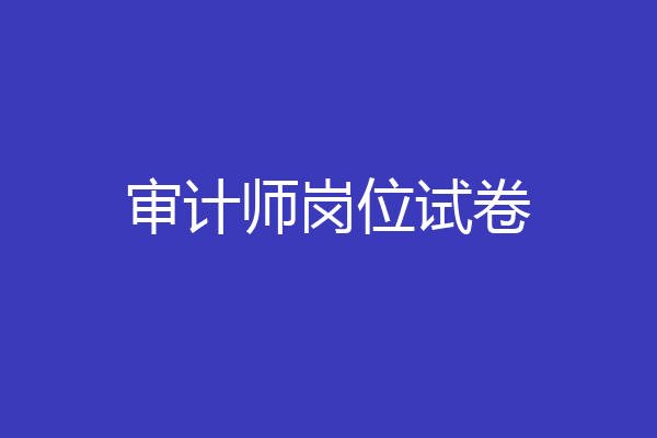 审计师岗位试卷
