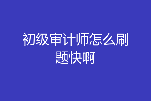 初级审计师怎么刷题快啊