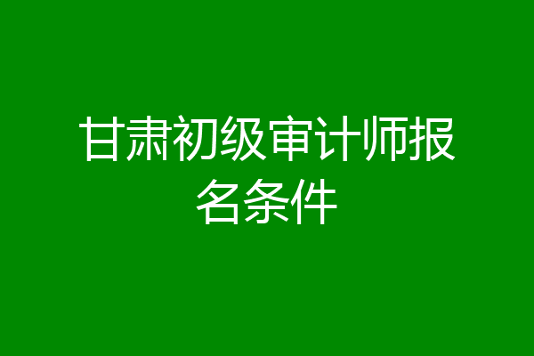 甘肃初级审计师报名条件