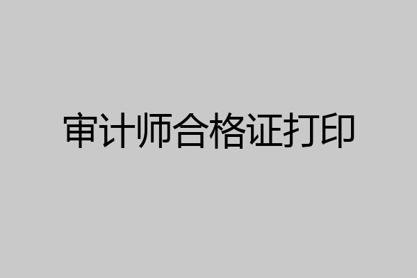 审计师合格证打印