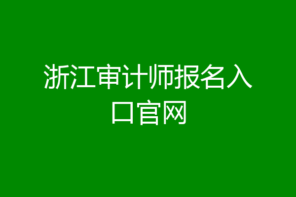 浙江审计师报名入口官网