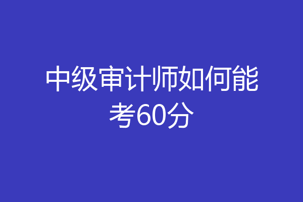 中级审计师如何能考60分