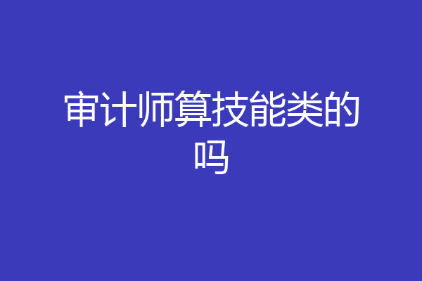 审计师算技能类的吗