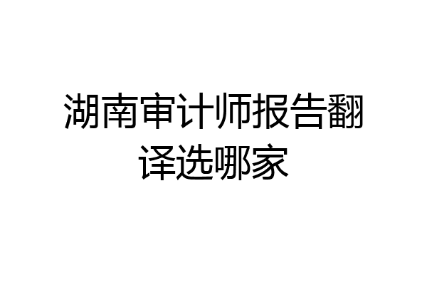 湖南审计师报告翻译选哪家